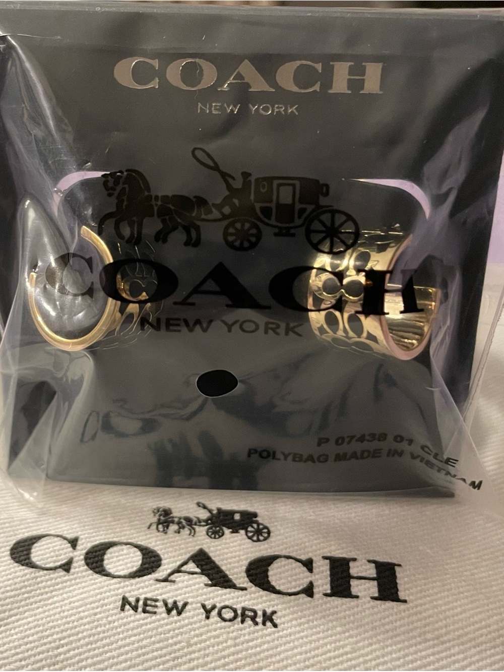 Coach Gold-Tone Signature Hoop Earrings with Cutout C Motif - Picture 3 of 3